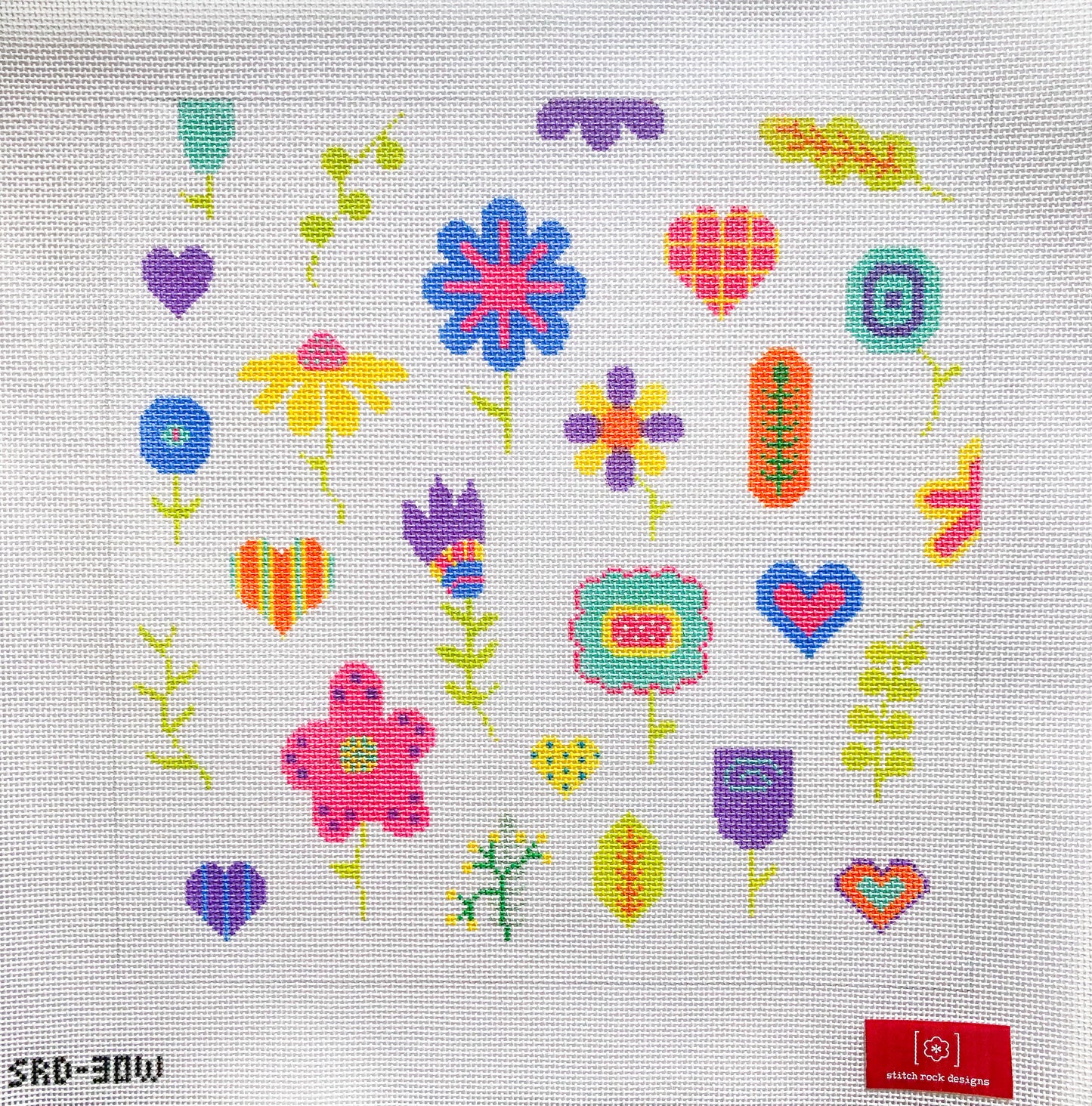 Scandinavian Floral Pillow - White