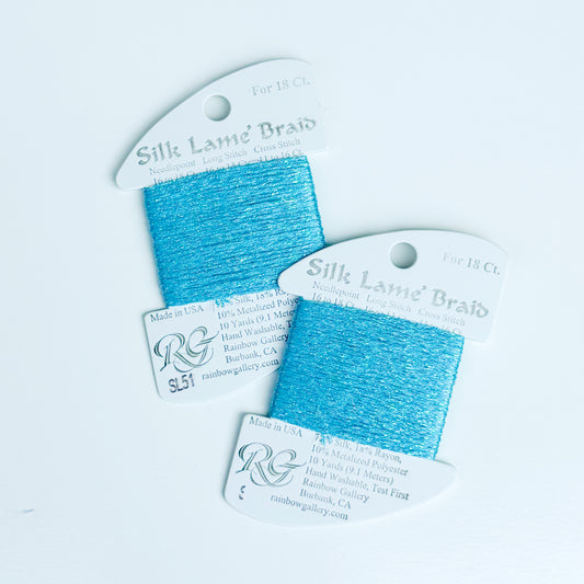Silk Lamé Braid Set of 2 : Turquoise (SL51)